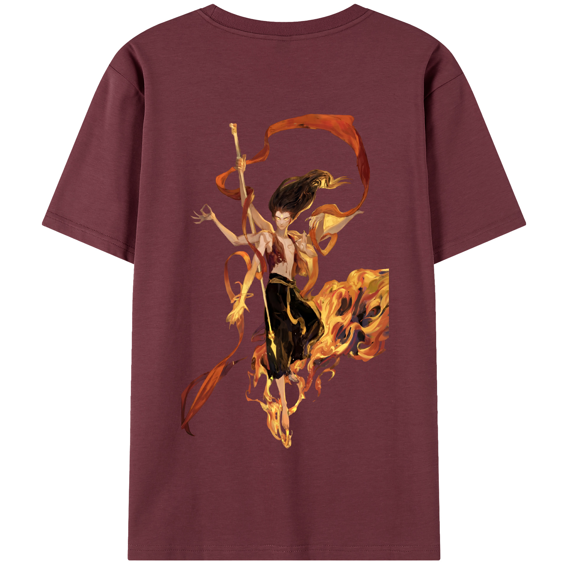 （画像用） Ne Zha 2 ナタ 魔童の大暴れ 綿100％半袖Tシャツ（背面プリント）